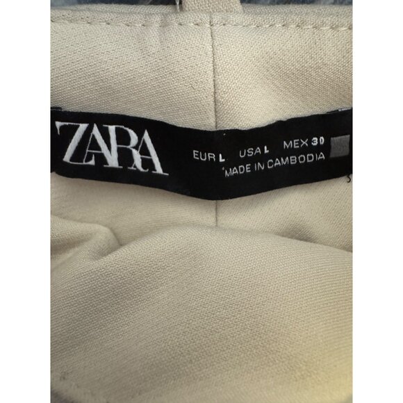 ZARA Womens Beige Trousers Size L Polyester/Viscose Blend - Picture 2 of 16